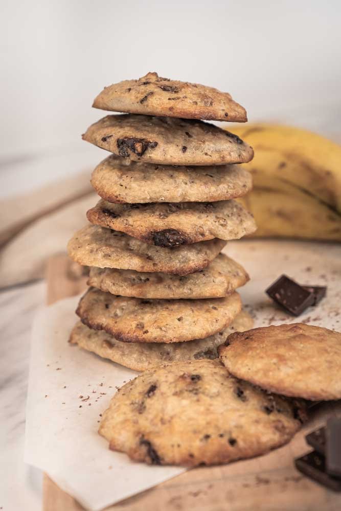 Ein Turm mit den selbstgemachten Bananenbrot Cookies