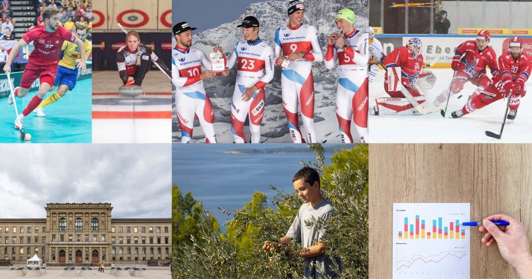 Photos de divers athlètes, institutions et thèmes soutenus par Burgerstein.