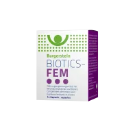 Abbildung der Packung Burgerstein BIOTICS-FEM mit Milchsäurebakterien, 14 Kapseln.
