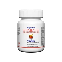 Produktbild von Burgerstein VitaMini mit den Elefanten-Gummies daneben.