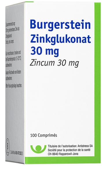 Burgerstein Gluconate de zinc 30 mg » Micronutriments de Burgerstein Vitamine